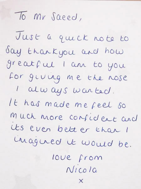 Rhinoplasty (Nose Job) testimonial from Manchester patient